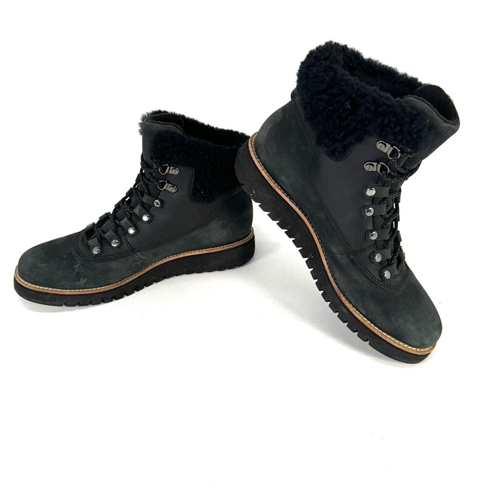 Cole Haan Zero Grand Explorer Waterproof W07997 Black Leather Hiking Boots SZ 8